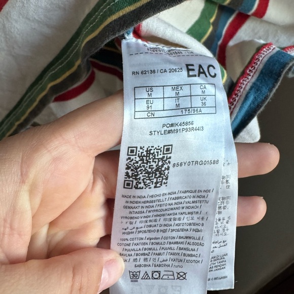 GUESS Los Angeles Striped Logo Tee Y2K Coquette Prep Vintage Retro M - Picture 4 of 6